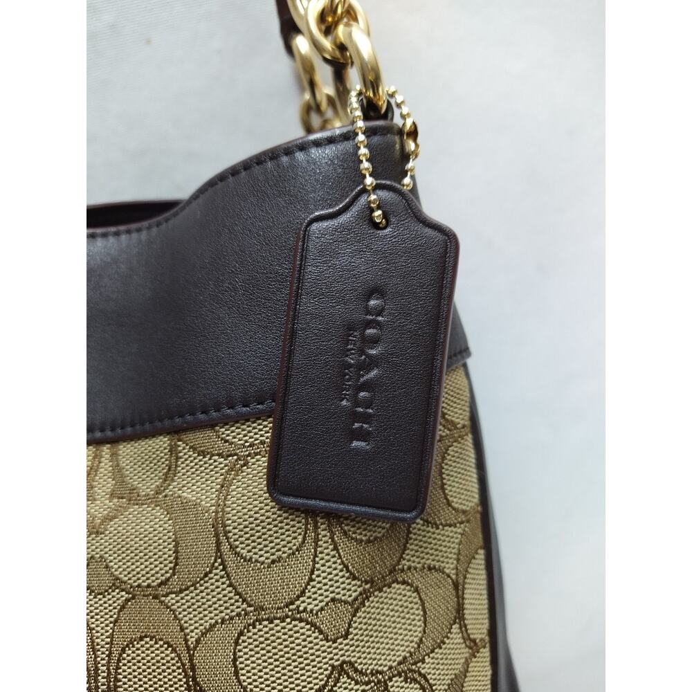 Coach Lexy Signature Khaki Brown Canvas 3 Compartments Shoulder Bag - Picture 5 of 16